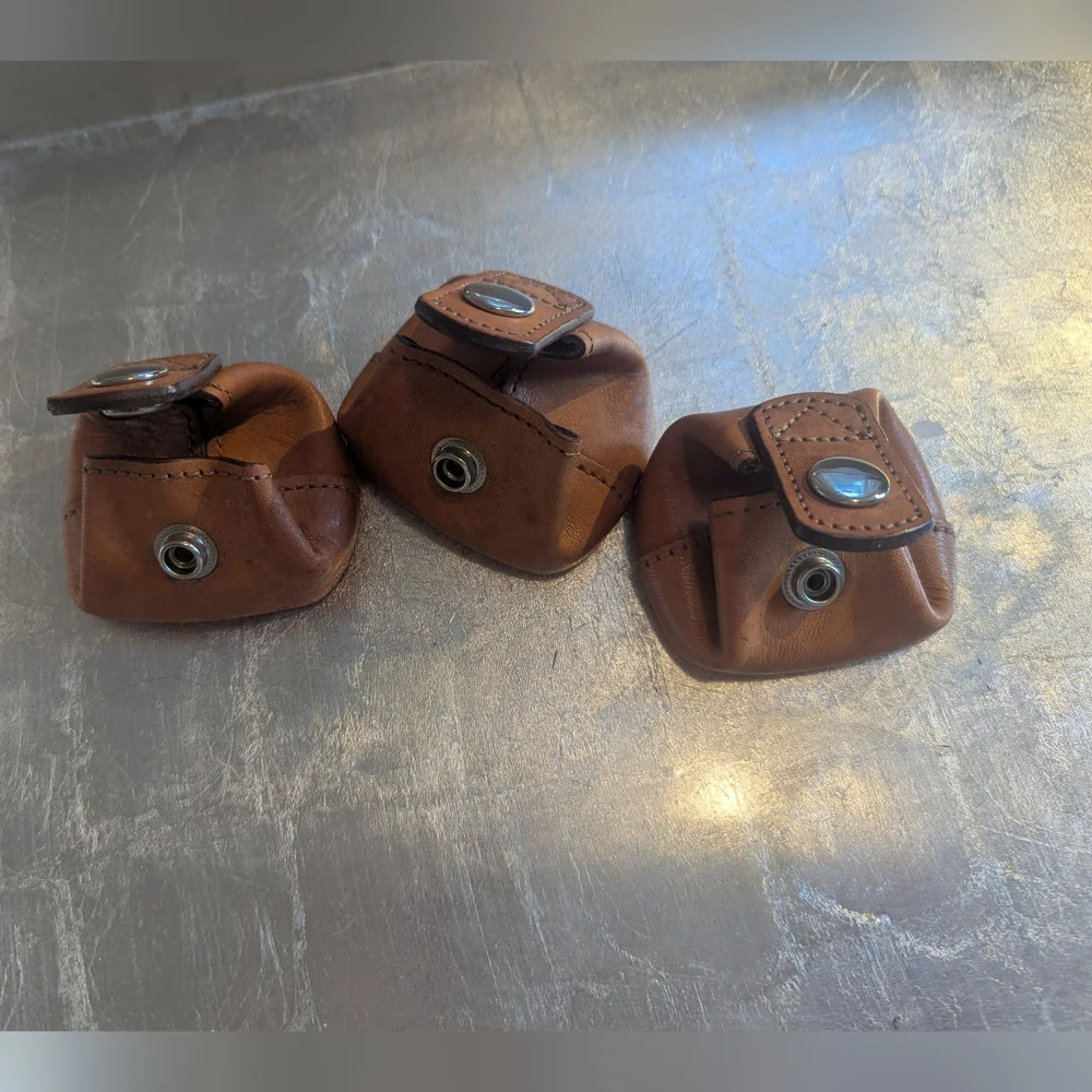 Brown Leather Pouch Set Coin Purse Small Things Jewelry Case